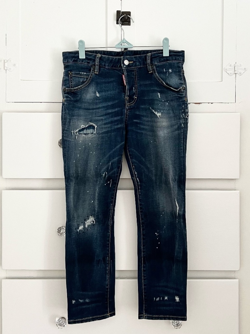 Dsquared2 Cool Girl Cropped Distressed Jeans Paint Splatter US 6